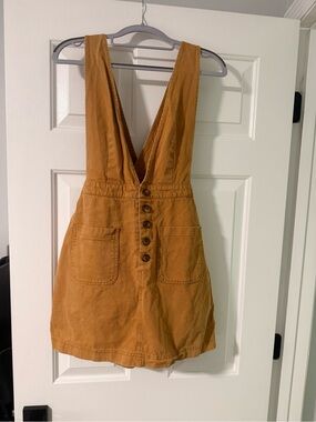 Dotti Rust Brown Button-Front Pinafore Dress
